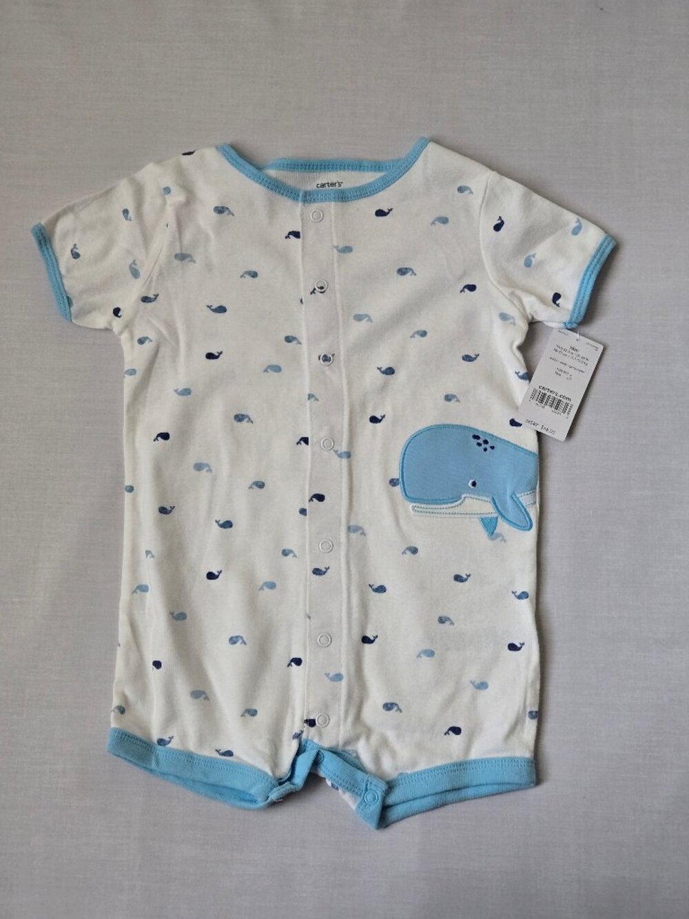 Carter’s Baby Boy Whale Short Sleeve Romper 18M NWT